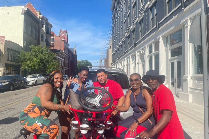 a person riding a motorcycle on a city street