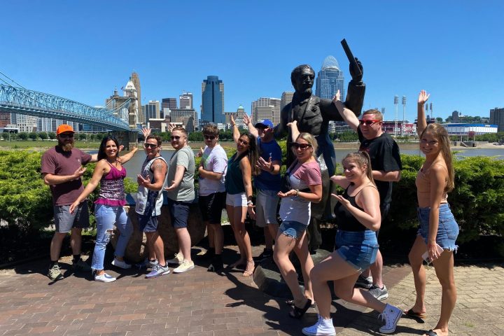 a group of people posing for the camera