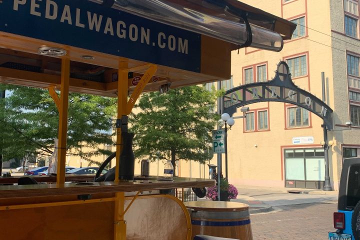 a sign above a store