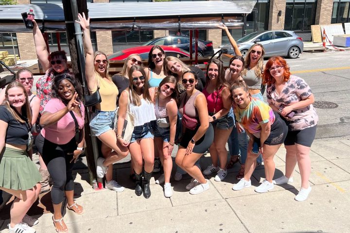 a group of people posing for the camera