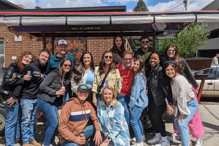 a group of people posing for the camera