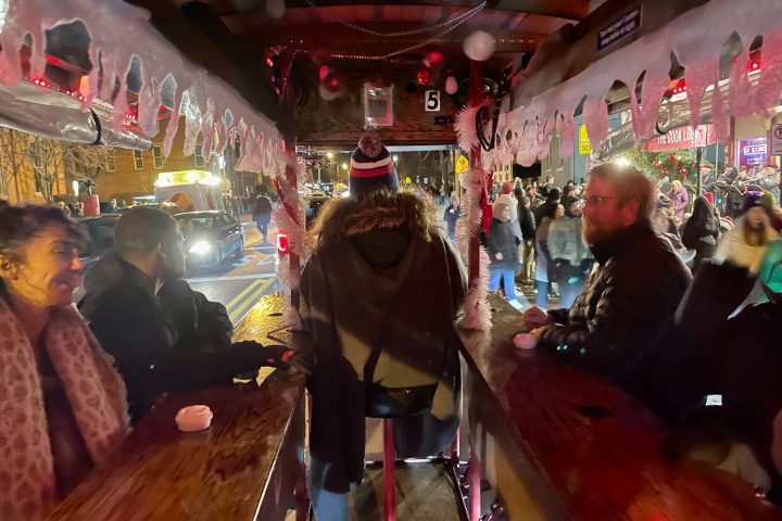 a group of people performing on a counter