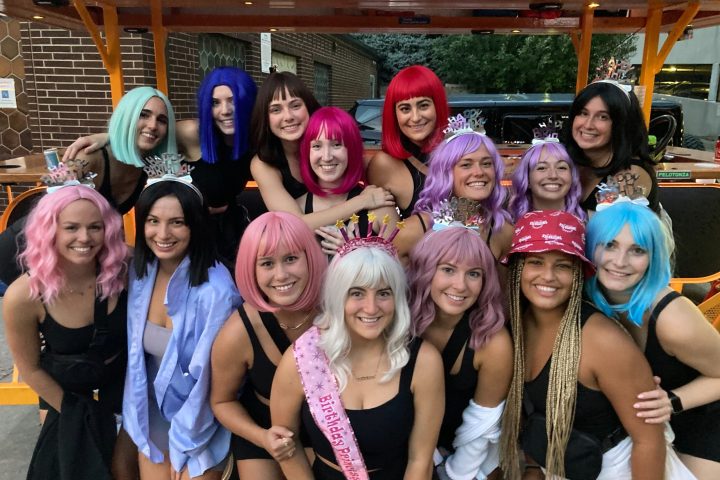 a group of people posing for a photo