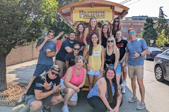 a group of people posing for the camera
